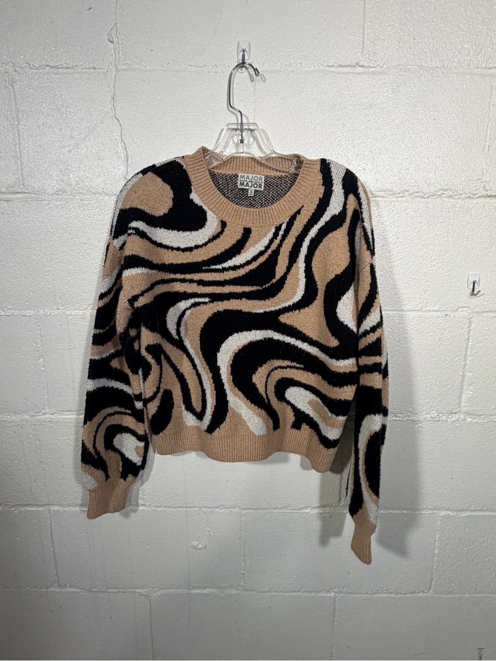 Beige Swirl Crewneck Sweater